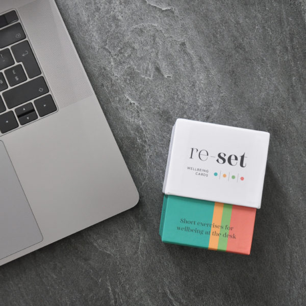 re-set wellbeing cards close to the computer
